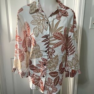 Alfred Dunner Autumn Leaf Button Down Shirt size 16